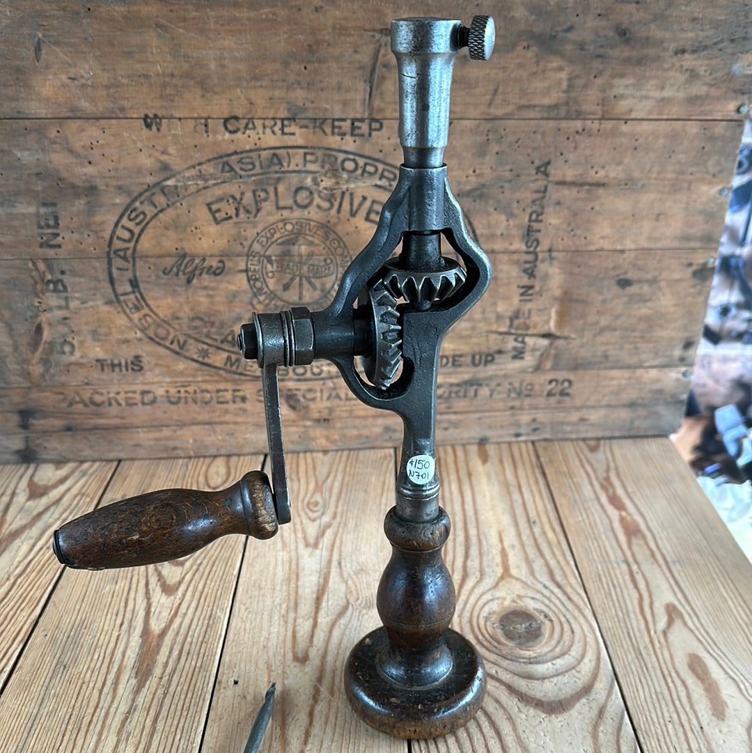 SOLD N701 Vintage ornate iron frame HAND DRILL & drill bit