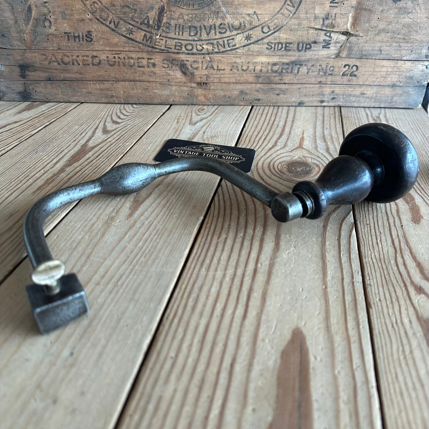 T9019 Antique FRENCH Early Style BRACE Ornate Handle Drill