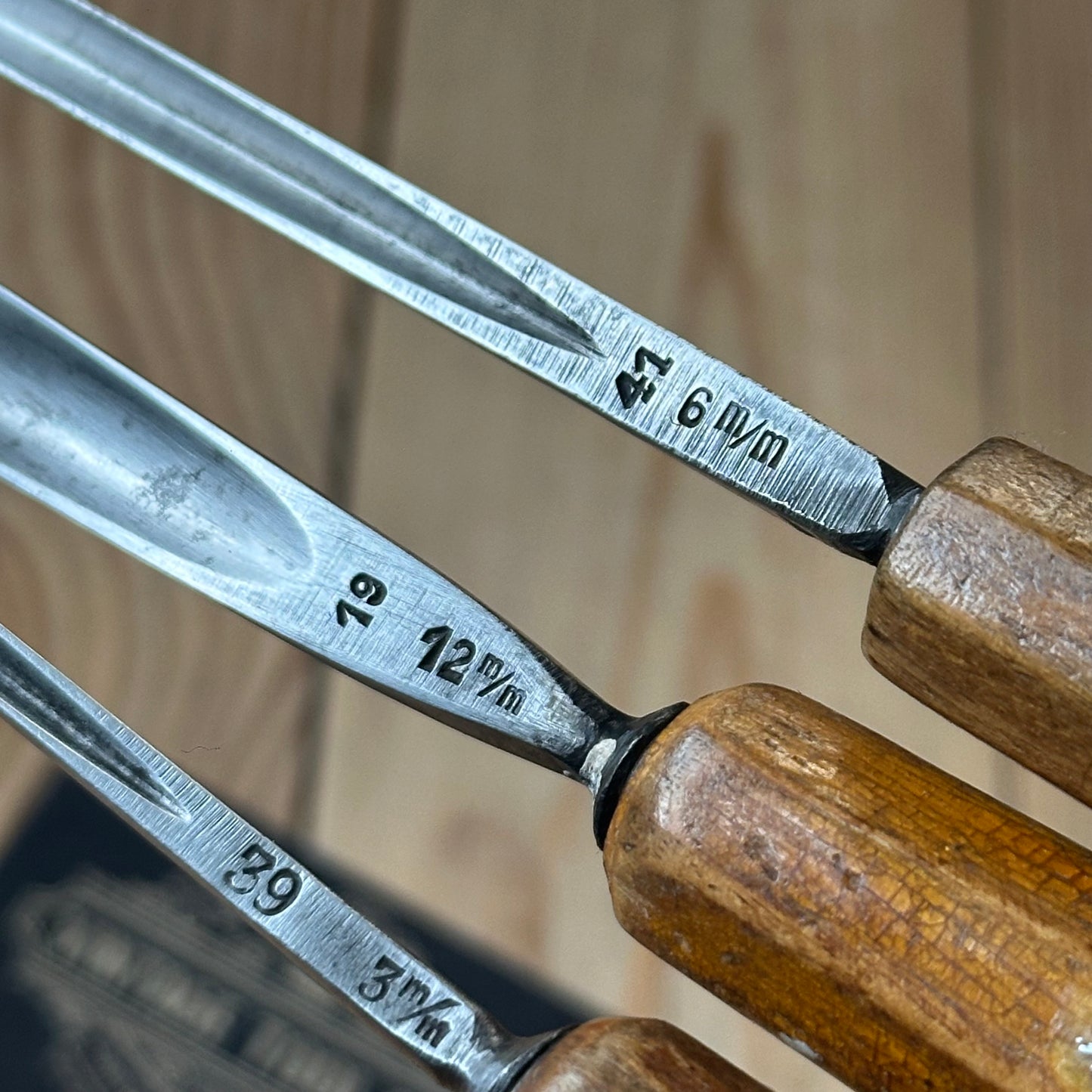 N1767 Vintage 3x DASTRA Germany carving chisel set V-GOUGE bent gouge