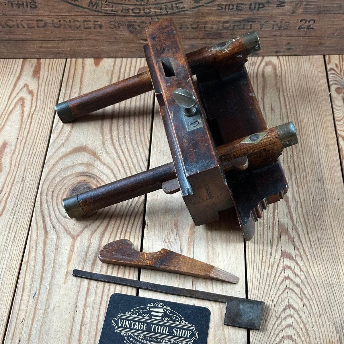 H2605 SCARCE! Antique GOUGH & BOWEN 1840-1855 DADO REBATE PLOUGH PLANE