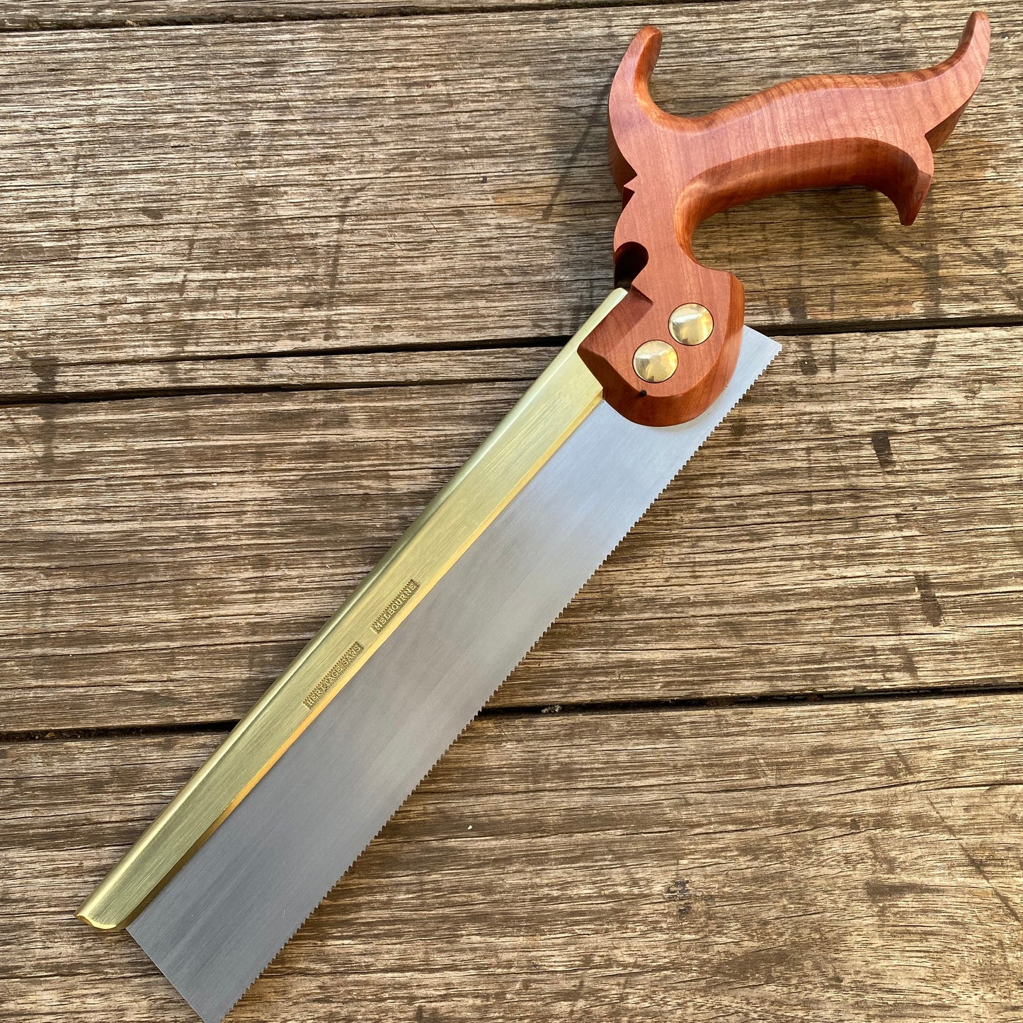 VHS189 HERITAGE SAWS Custom 10” CARLTON model 15 ppi DOVETAIL SAW with TAS MYRTLE Handle