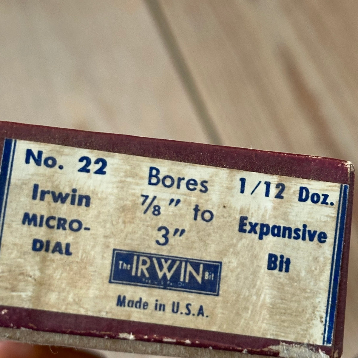 SOLD. N1836 NEW OLD STOCK! Vintage IRWIN USA No.22 expansive DRILL BIT IOB