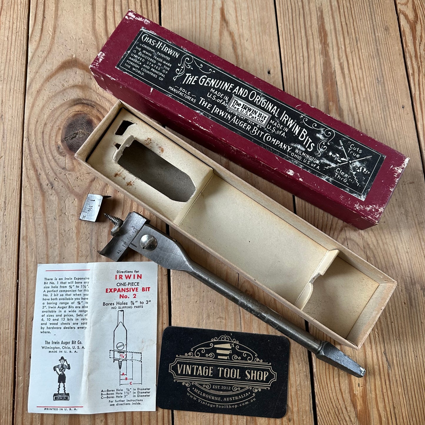 N1834 NEW OLD STOCK! Vintage IRWIN USA No.2 expansive DRILL BIT IOB