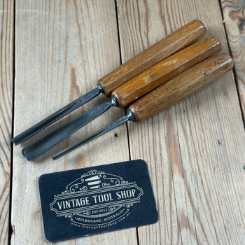 N1767 Vintage 3x DASTRA Germany carving chisel set V-GOUGE bent gouge