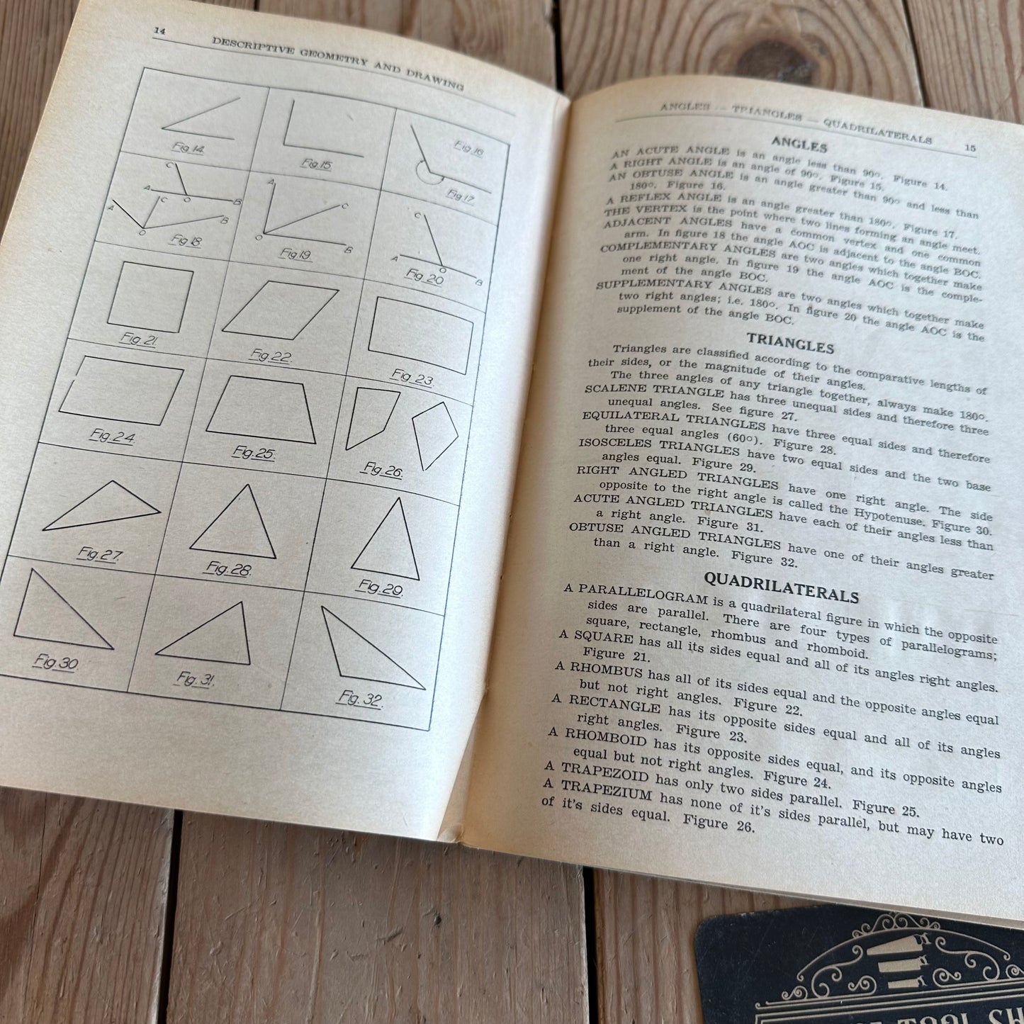 SOLD. XB1-33 Vintage 1953 DESCRIPTIVE GEOMETRY AND DRAWING BOOK by E.D. Wannan