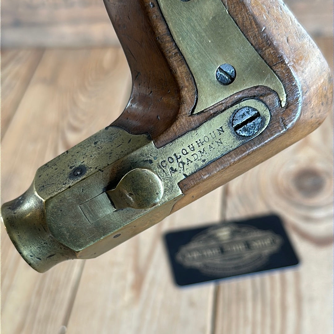 N696 Antique COLQUHOUN & CADMAN Brass Plated BEECH wooden BRACE