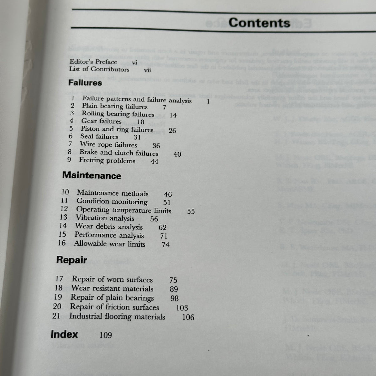 N2042 Vintage BOOK COMPONENT FAILURES, MAINTENANCE and REPAIRS by M.J.Neale a TRIBOLOGY HANDBOOK