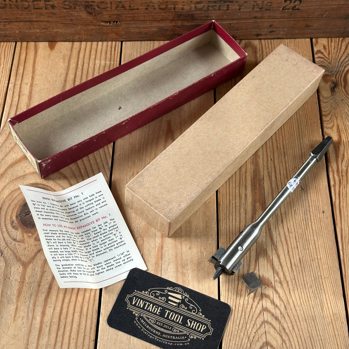 N1833 NEW OLD STOCK! Vintage IRWIN USA No.1 expansive DRILL BIT IOB
