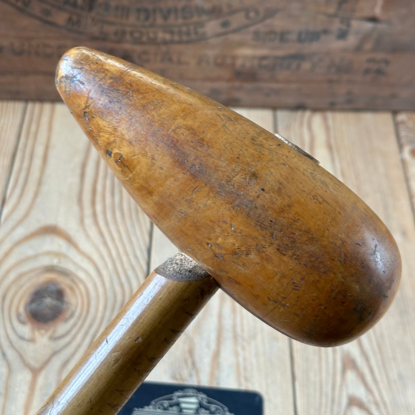 H2451 Vintage 1950 Korean War LIGNUM Lead BOSSING MALLET plumbers mallet