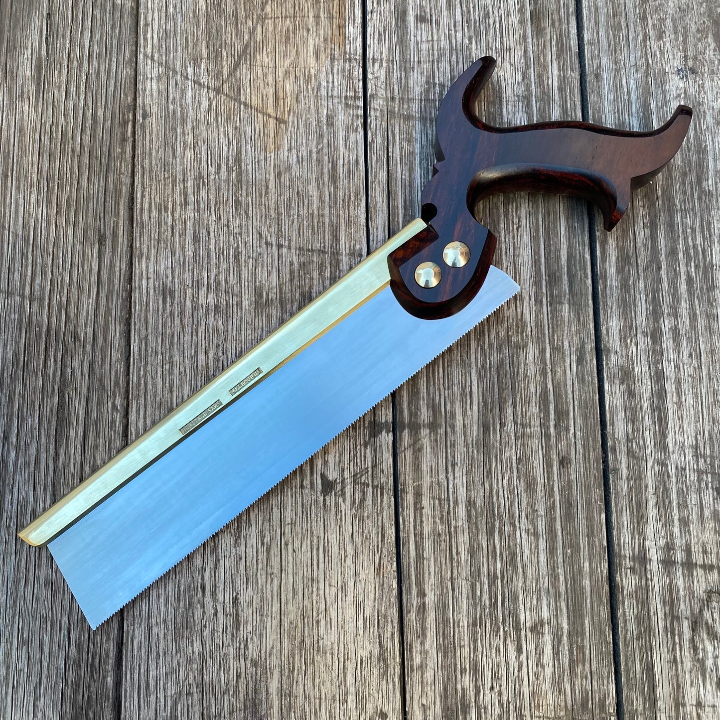 SOLD. VHS182 HERITAGE SAWS Custom 10” CARLTON model 15ppi DOVETAIL SAW with BRAZILIAN ROSEWOOD Handle