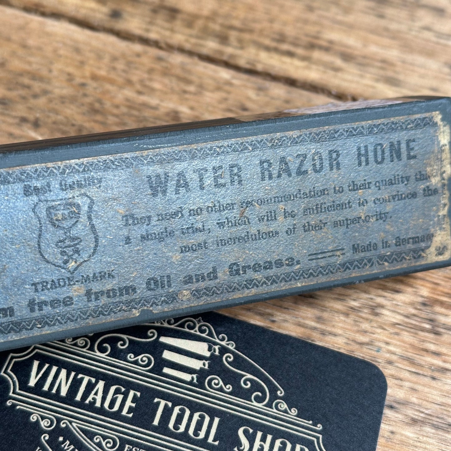 SOLD. A388 Vintage RARE! Labelled 7” ESCHER German THURINGIAN slate Razor HONE sharpening stone waterstone
