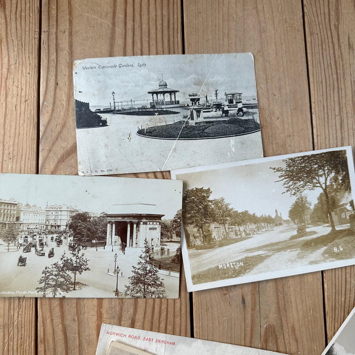 VD0-15 Vintage 11x sepia ENGLISH POSTCARD series 1905-1947 stamps handwritten souvenir post cards junk journal diary collection