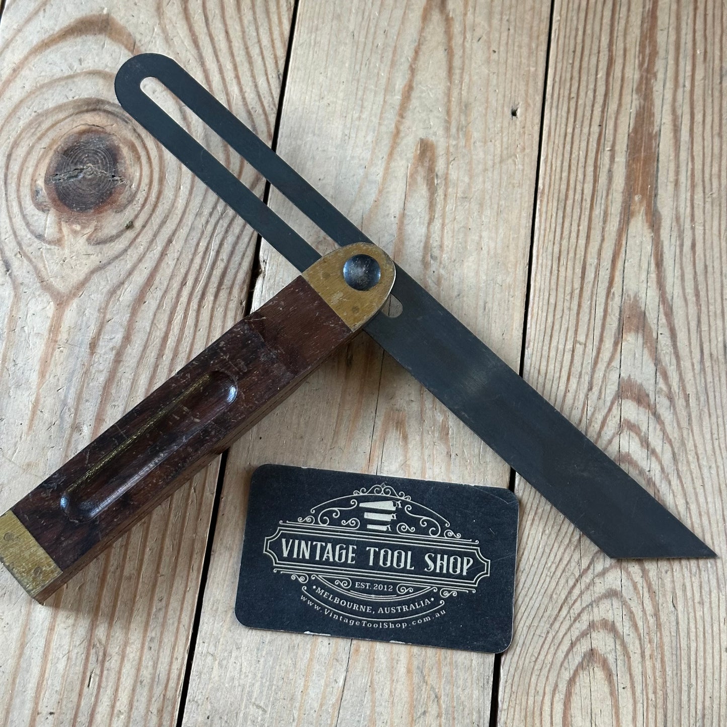 H2476 CLEAN! Vintage Rosewood & brass 10” BEVEL