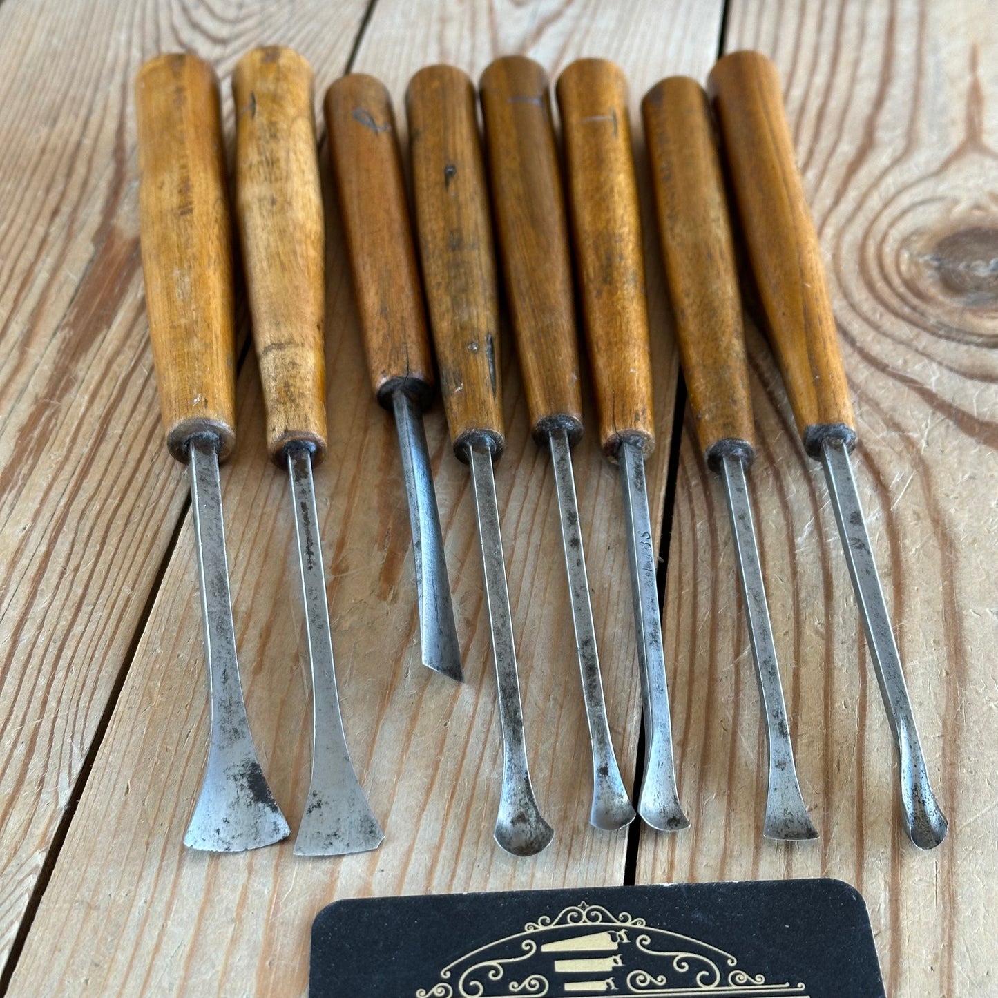 D1920 COOL! Vintage set of 8 x Carving CHISELS