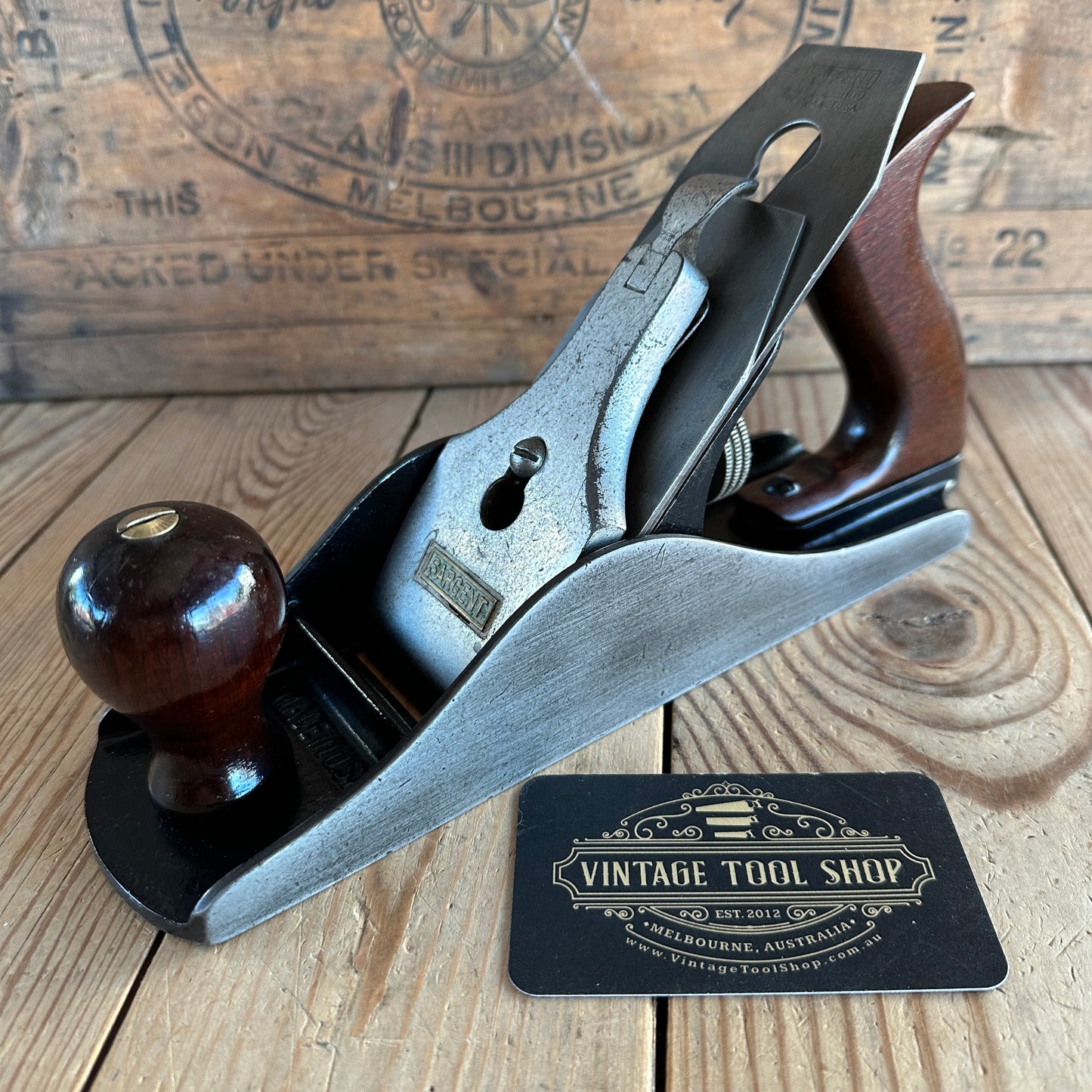 H1205 Vintage SARGENT No:410 wide smoothing PLANE with Mahogany handles