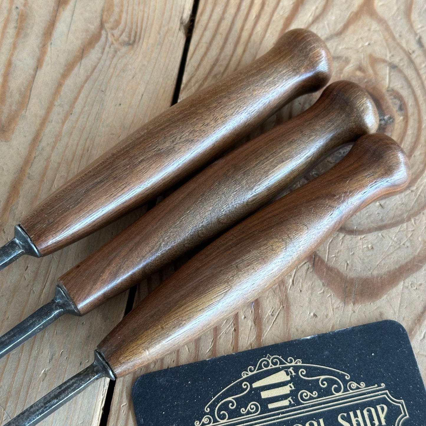 D1915 COOL! Vintage set of 3 x  Bent Fishtail Carving CHISELS