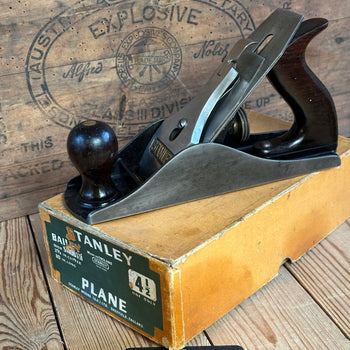 H2487 TIDY! Vintage STANLEY England No.4 1/2 smoothing PLANE IOB