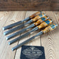 H2523 Vintage set of 5 x SWEDISH E.A. BERG Birch handled socketed BEVEL CHISELS