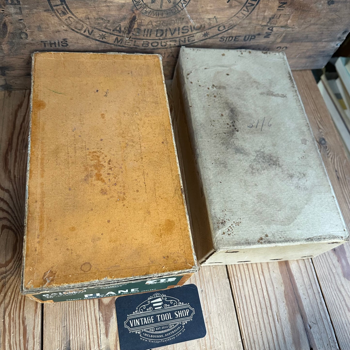 H2487 TIDY! Vintage STANLEY England No.4 1/2 smoothing PLANE IOB