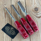 H1314 Vintage set of 3 red resin handle BEVEL CHISELS