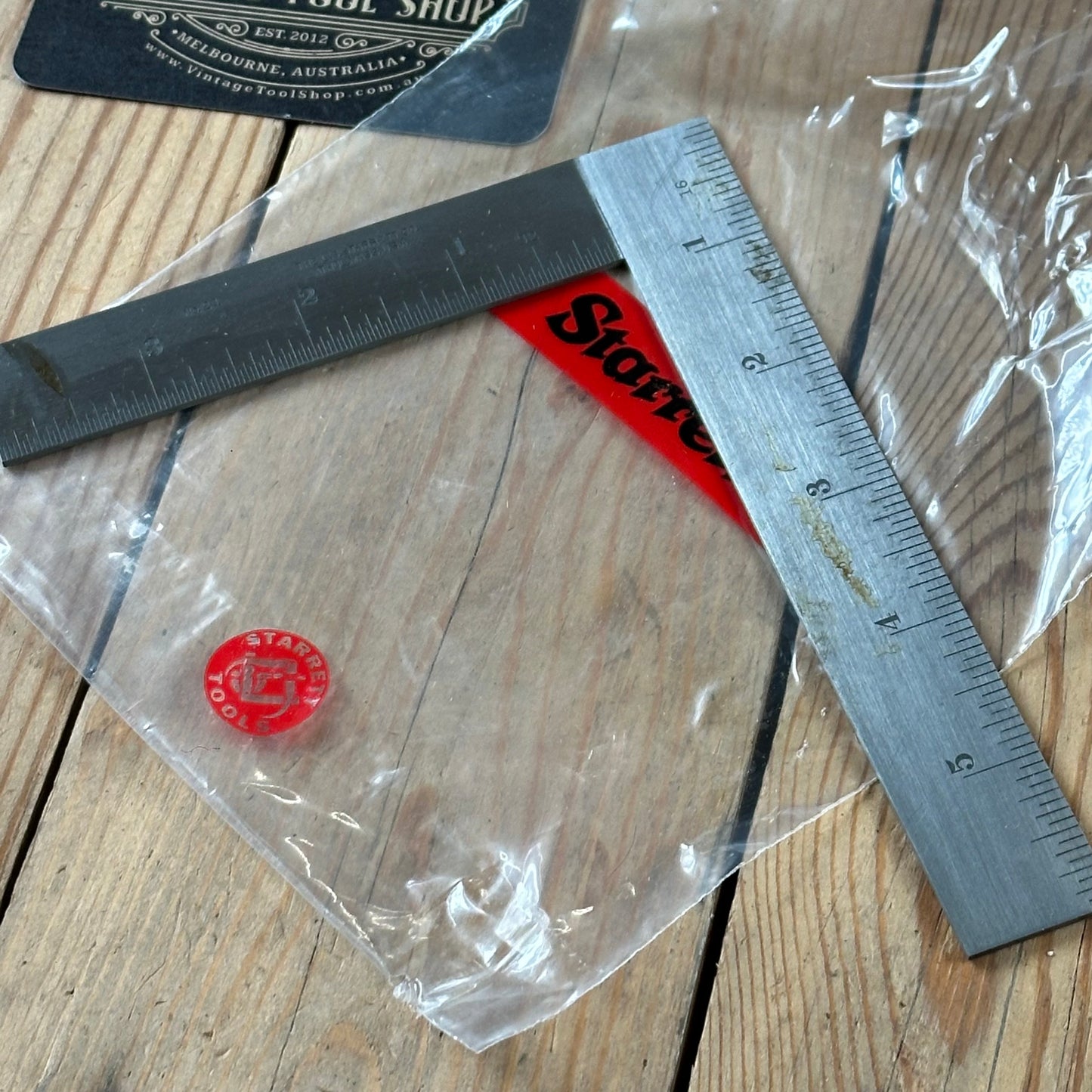 H2450 Vintage STARRETT USA No.21 thin steel metal SQUARE IOB