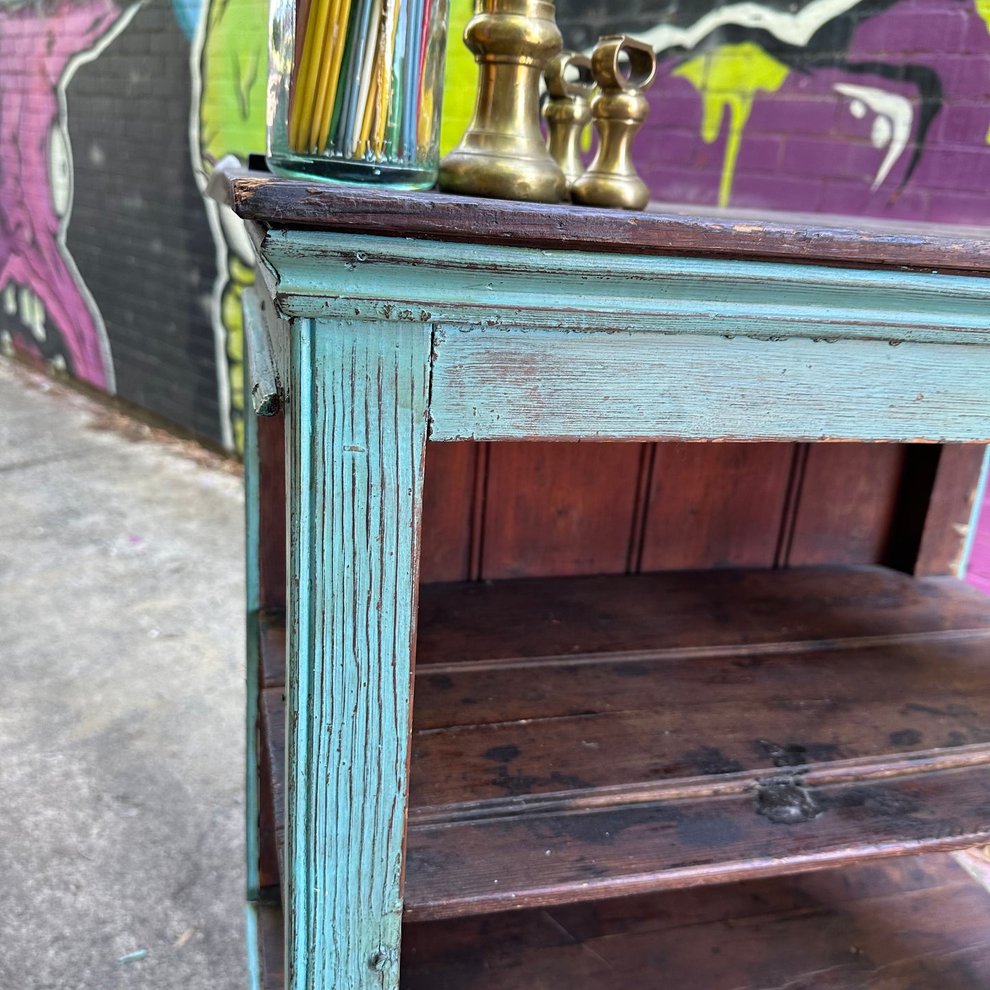 H2382 Vintage distressed shabby chic depression era MEAT SAFE CUPBOARD