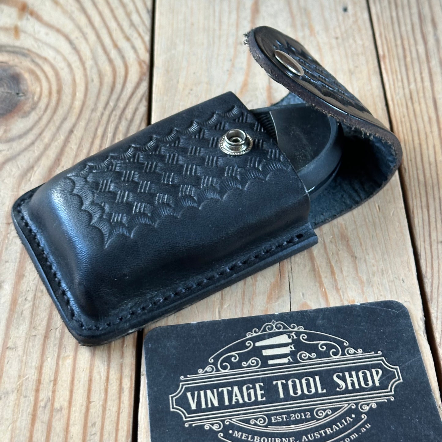 K50 Vintage HOFFMAN DESIGN USA 911 Rescue KNIFE in leather sheath