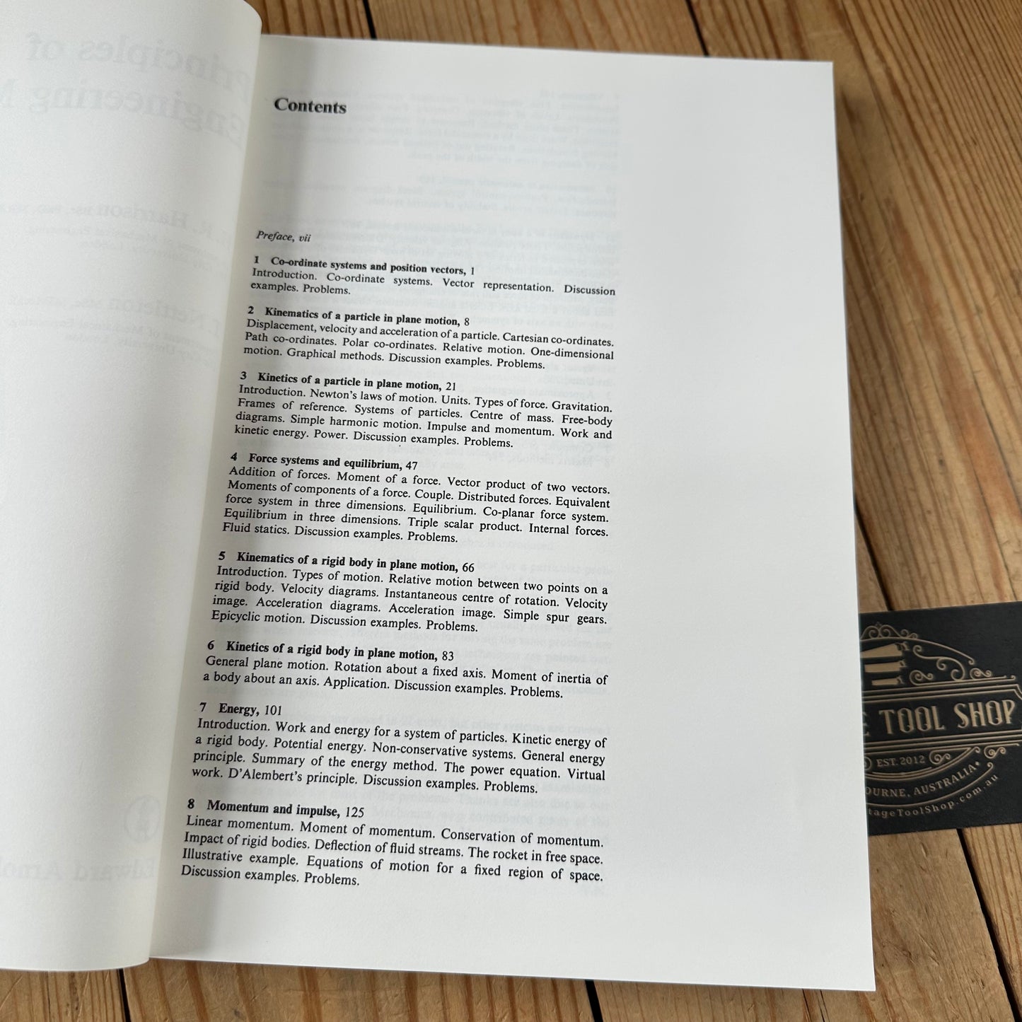 XBN62 Vintage 1979 PRINCIPLES of ENGINEERING MECHANICS BOOK by H.R.Harrison & T.Nettleton