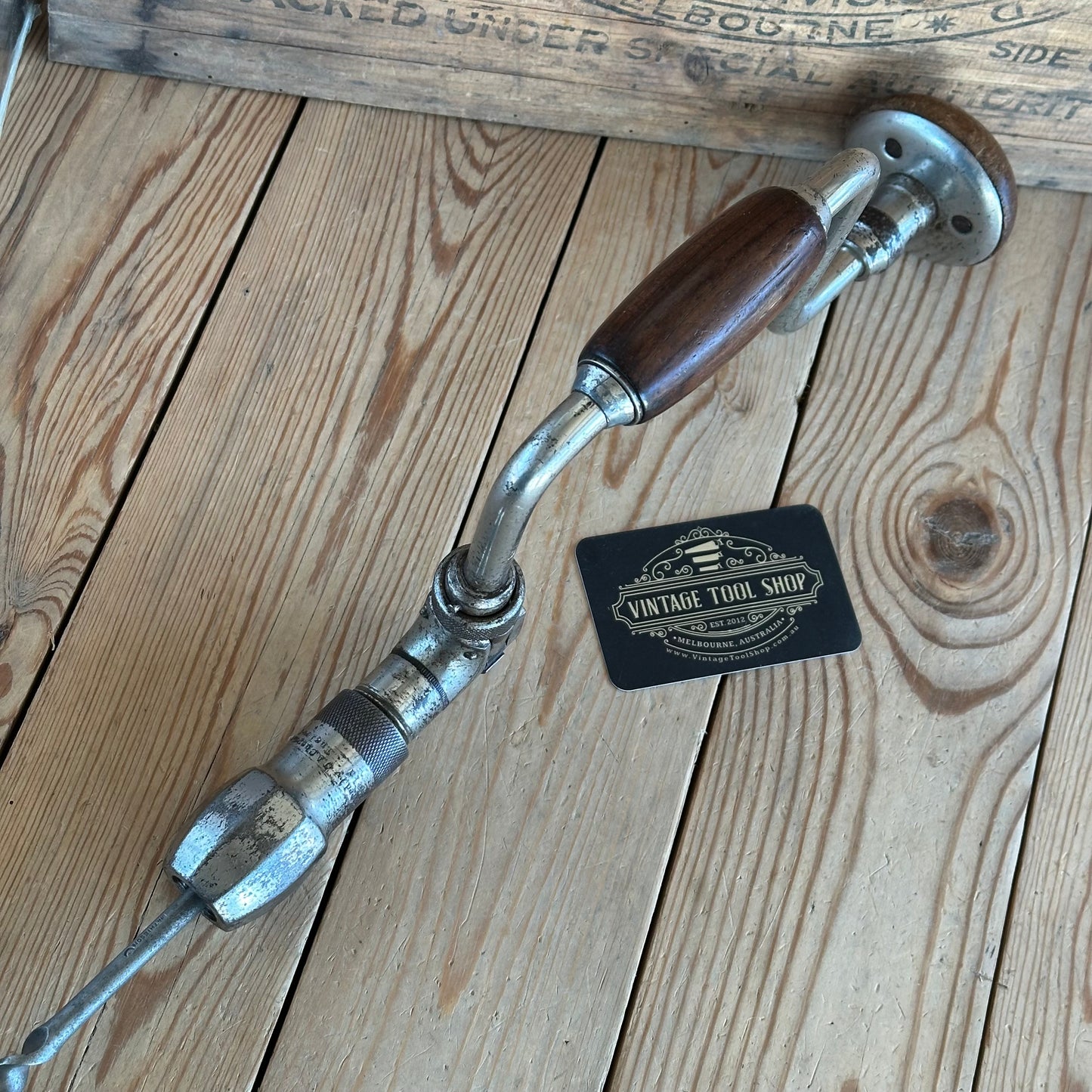 H2048 Vintage No:16 J.A.CHAPMAN 5” / 10” sweep Drill BRACE with Rosewood handles