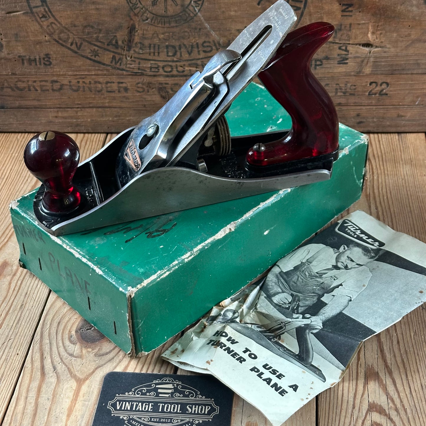 H2419 Vintage COLLECTOR GRADE! TURNER Australia No.4 smoothing PLANE IOB