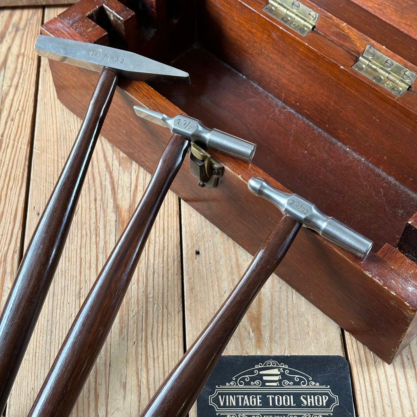 SOLD. N1697 INCREDIBLE! Vintage dated 1932 3x PRESENTATION Jewellers Metalworking HAMMERS