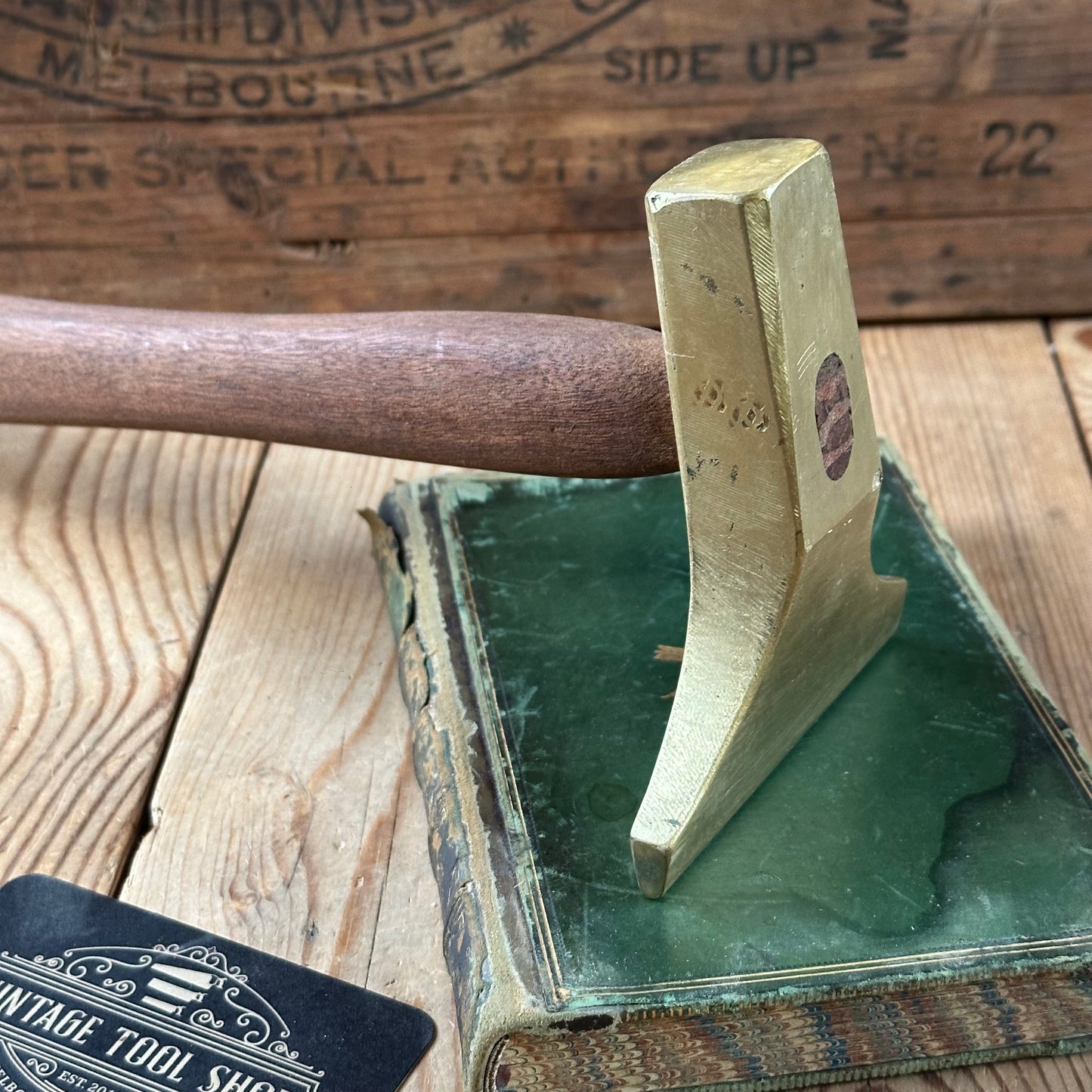 N1797 COOL! Vintage BRASS VENEER HAMMER