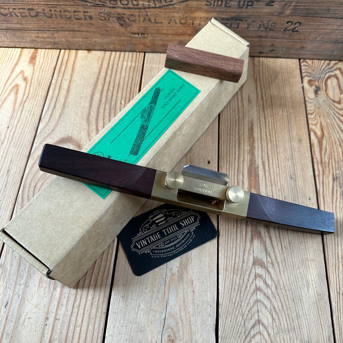 C3 CLEAN! Contemporary Australian HNT GORDON Gidgee CURVED BASE SPOKESHAVE IOB