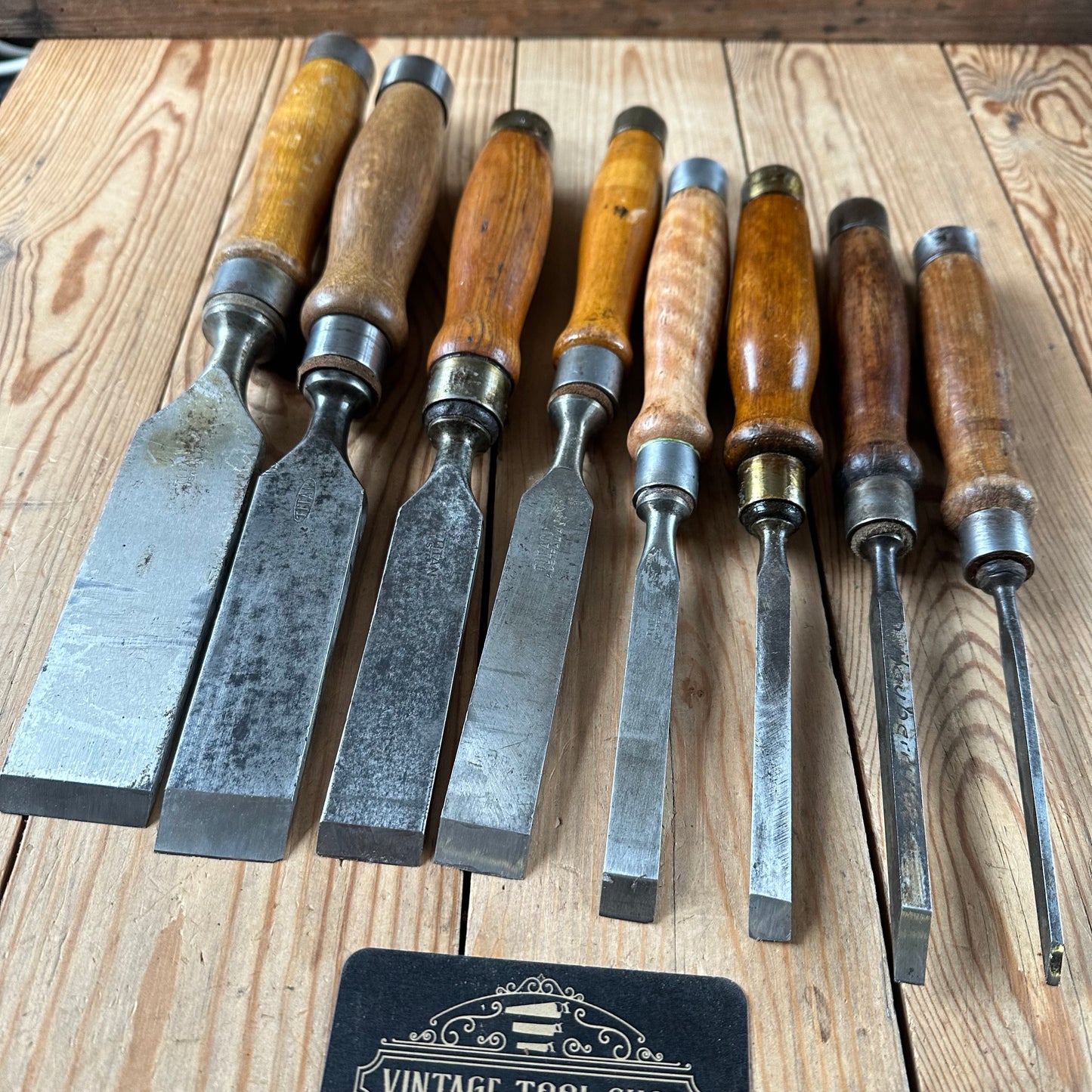 N1818 Vintage set of 8 x TITAN AUSTRALIA No:101 Registered Firmer CHISELS