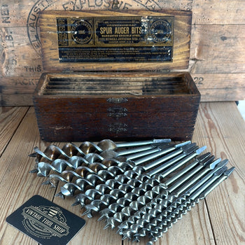 SOLD N1087 Vintage set of 13 AUGER BITS in wooden BOX