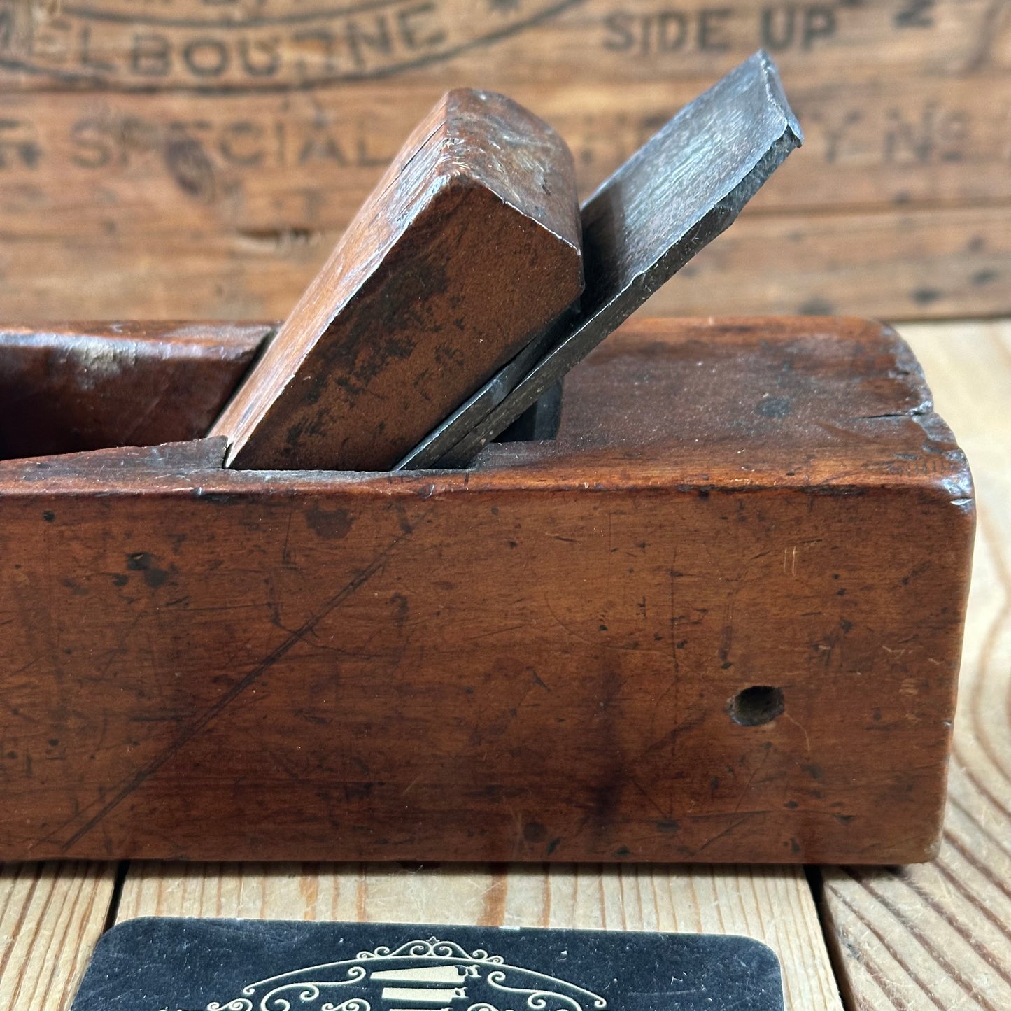 Y187 Antique FRENCH FRUITWOOD Wooden PLANE display