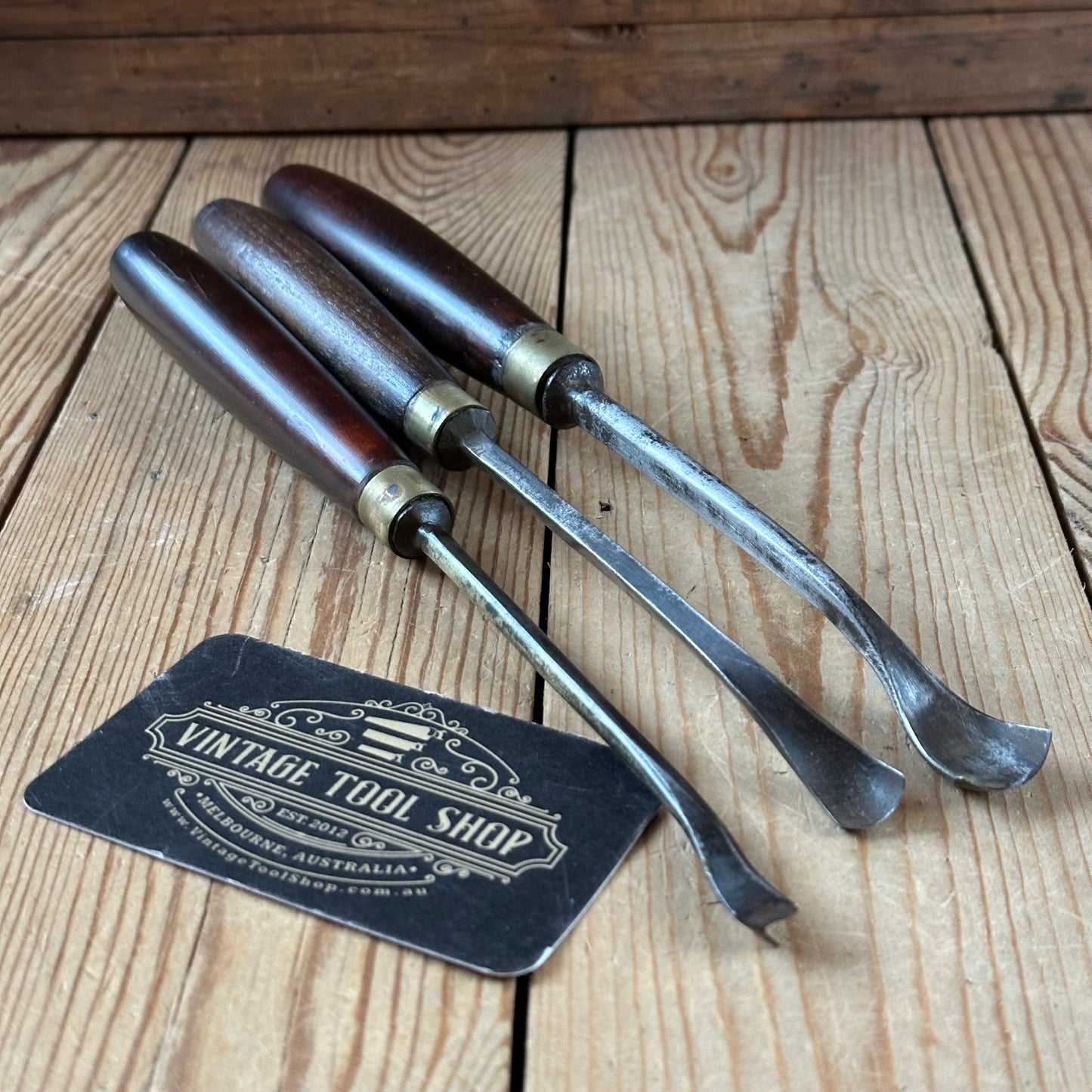 N1750 Vintage set of 3 x English made SPOON GOUGES Carving chisels