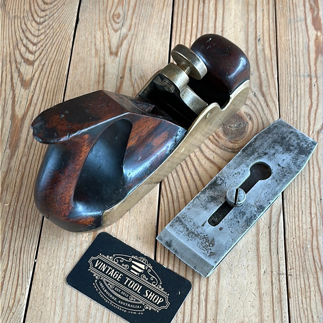 N640 UNIQUE! Antique GUNMETAL & TAS BLACKWOOD infill SMOOTHING plane