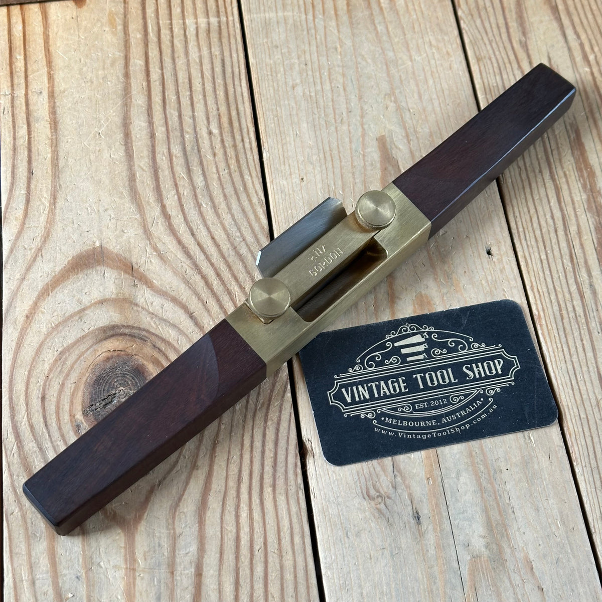 C3 CLEAN! Contemporary Australian HNT GORDON Gidgee CURVED BASE SPOKESHAVE IOB
