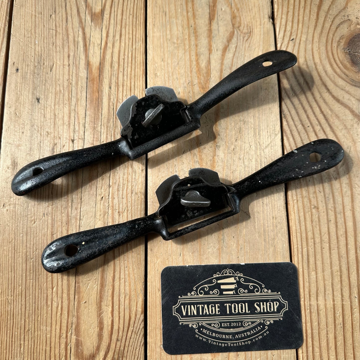 H2390 Vintage pair of No.64 FLAT & No.63 CONVEX curved base SPOKESHAVES