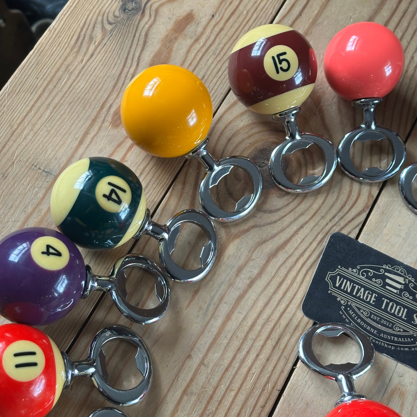 TRB NEW! AUSTRALIAN made POOL BALL BOTTLE OPENERS by TONY RALPH