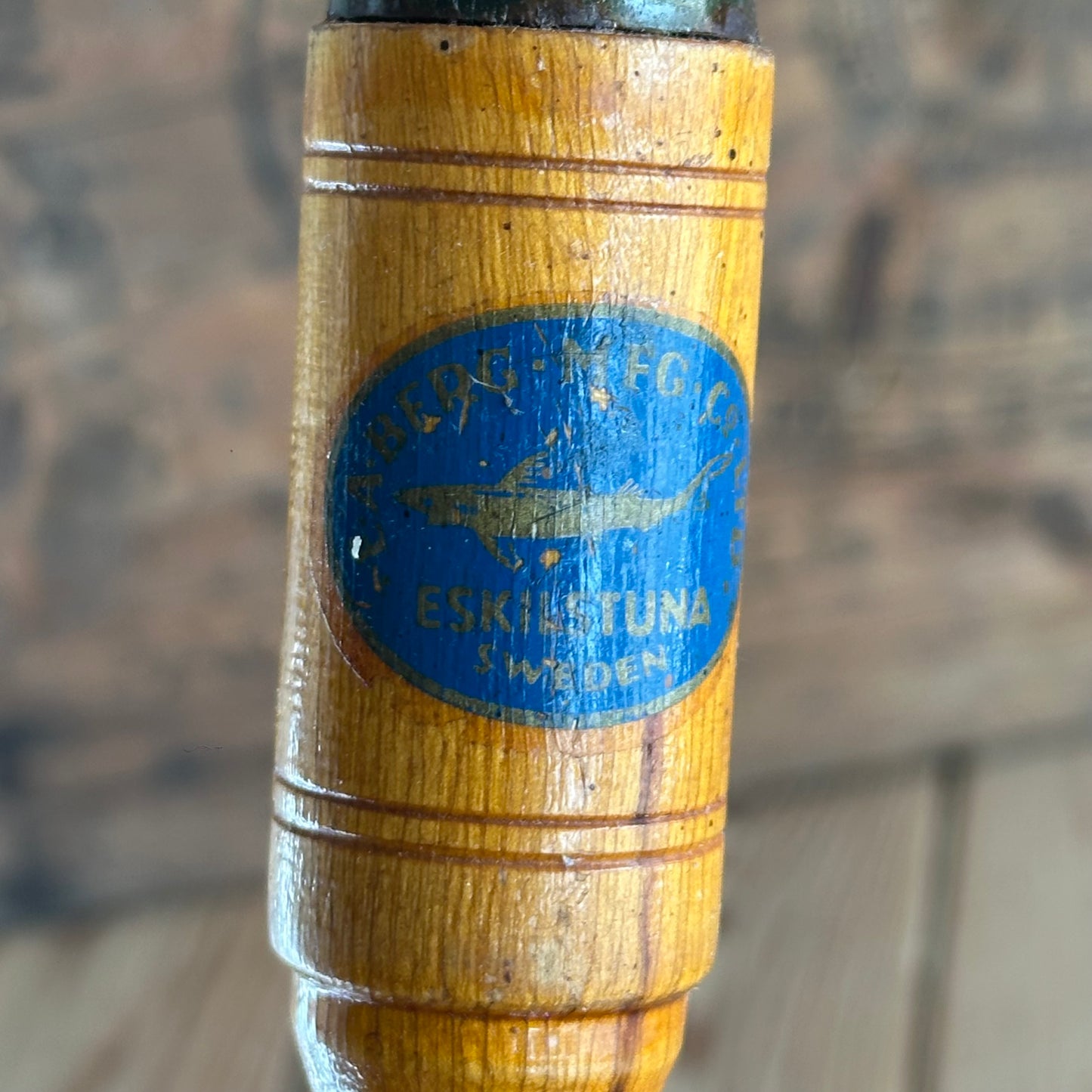 H2361 Vintage set of 6 x E.A. BERG Sweden wooden handled BEVEL CHISELS