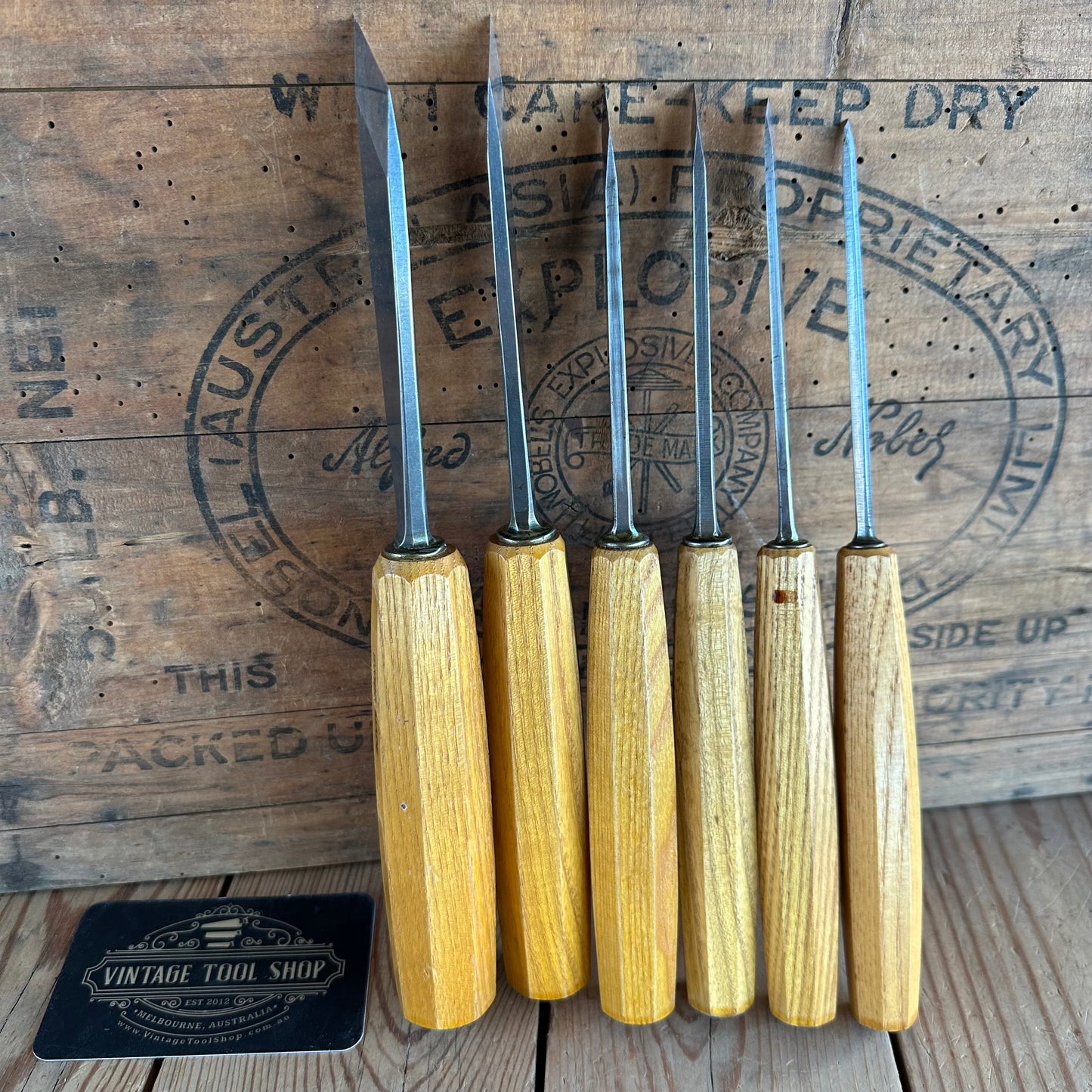 N1962 Contemporary PFEIL SWISS Switzerland 6 x SKEW carving CHISELS