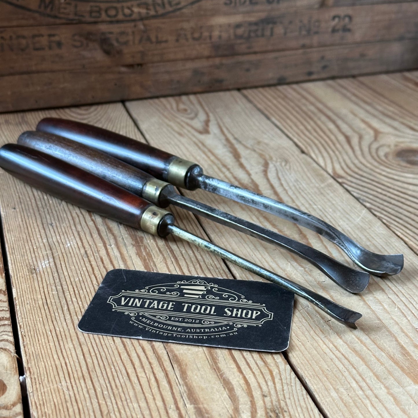 N1750 Vintage set of 3 x English made SPOON GOUGES Carving chisels