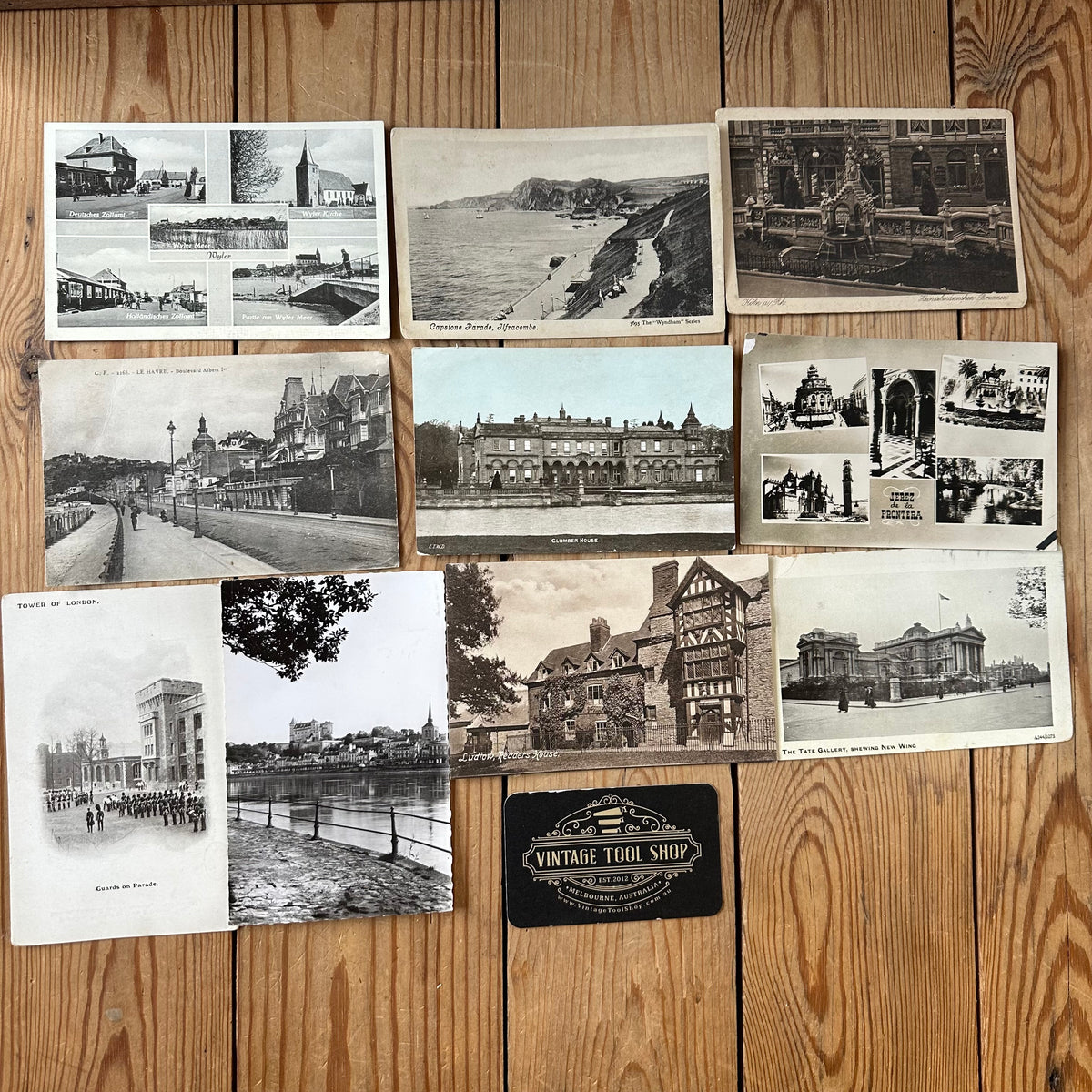 VD0-18 Vintage 10x sepia European POSTCARD series 1900s-1958 stamps handwritten souvenir post cards junk journal diary collection