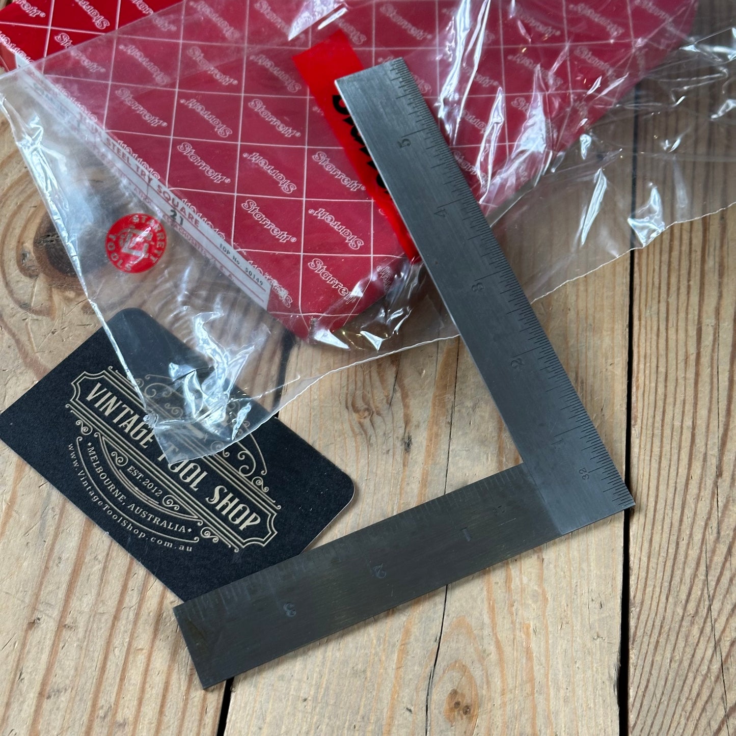 H2450 Vintage STARRETT USA No.21 thin steel metal SQUARE IOB