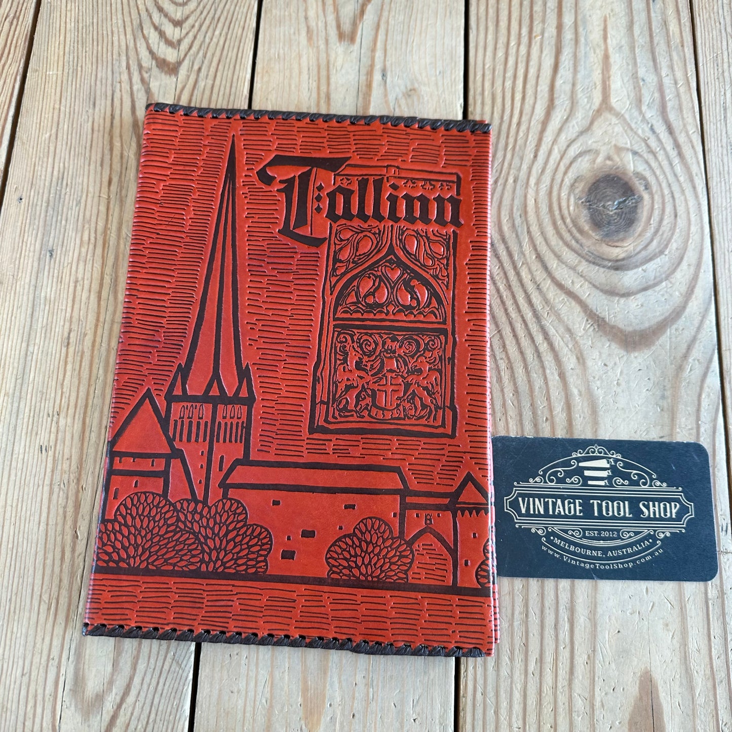 VD2260 Vintage 1980 Tallinn Olympic LEATHER BOOK notebook journal diary COVER handmade in Estonia