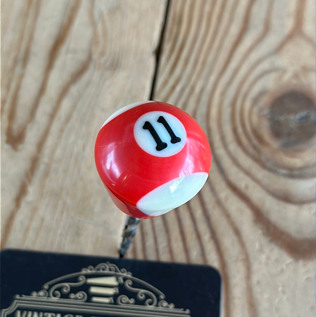 TR140 Repurposed Red/white “11” POOL BALL awl by Tony Ralph