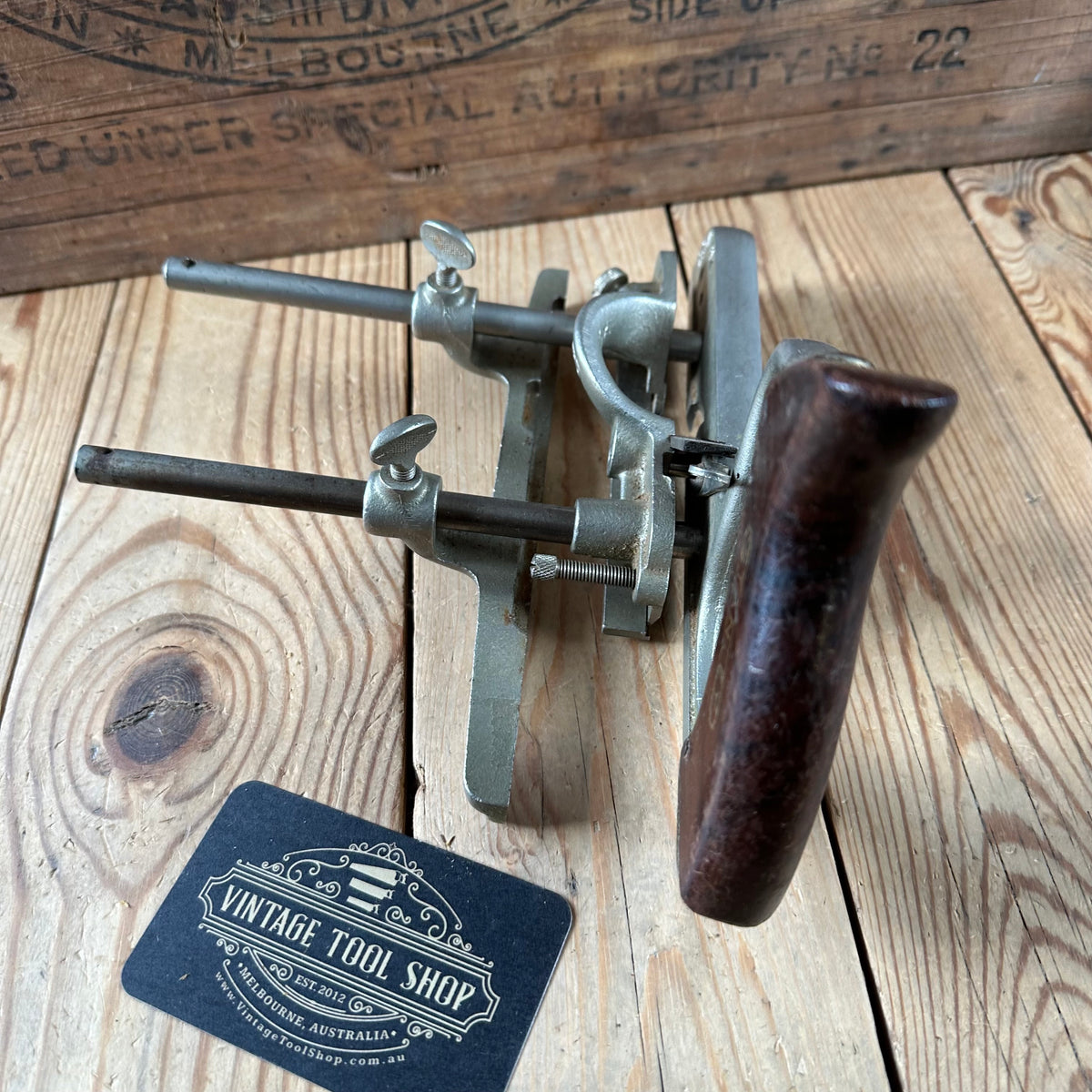 H2648 Vintage STANLEY England No.50 plough Plow PLANE Rosewood Handle 17 cutters