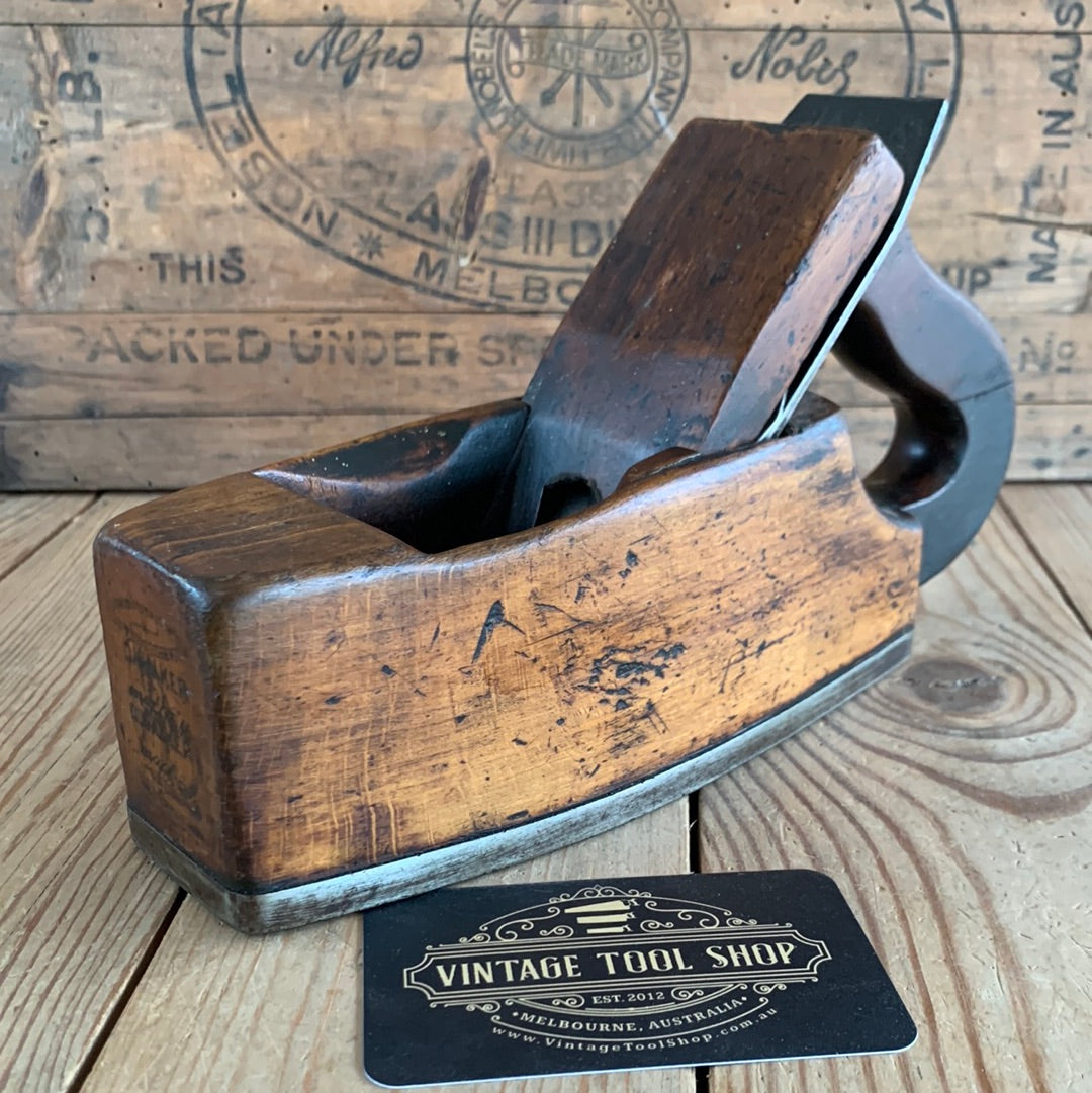 SOLD H756 Vinage MATHIESON Scotland IRON SHOD wooden SMOOTHING PLANE